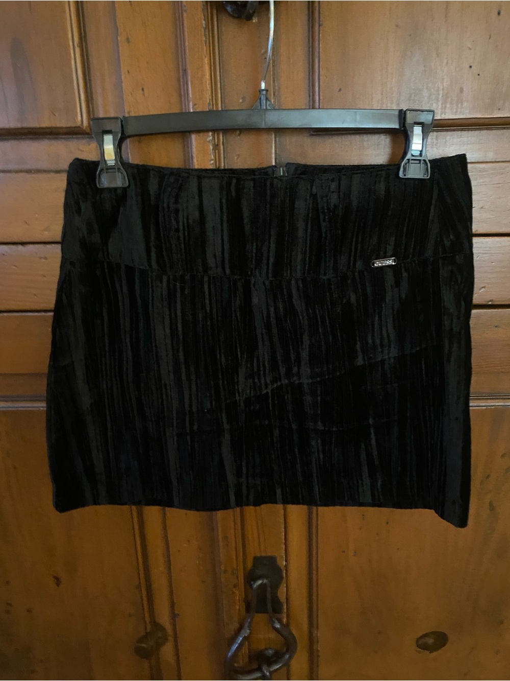 Vintage GUESS JEANS Black Velvet Crinkle Miniskirt